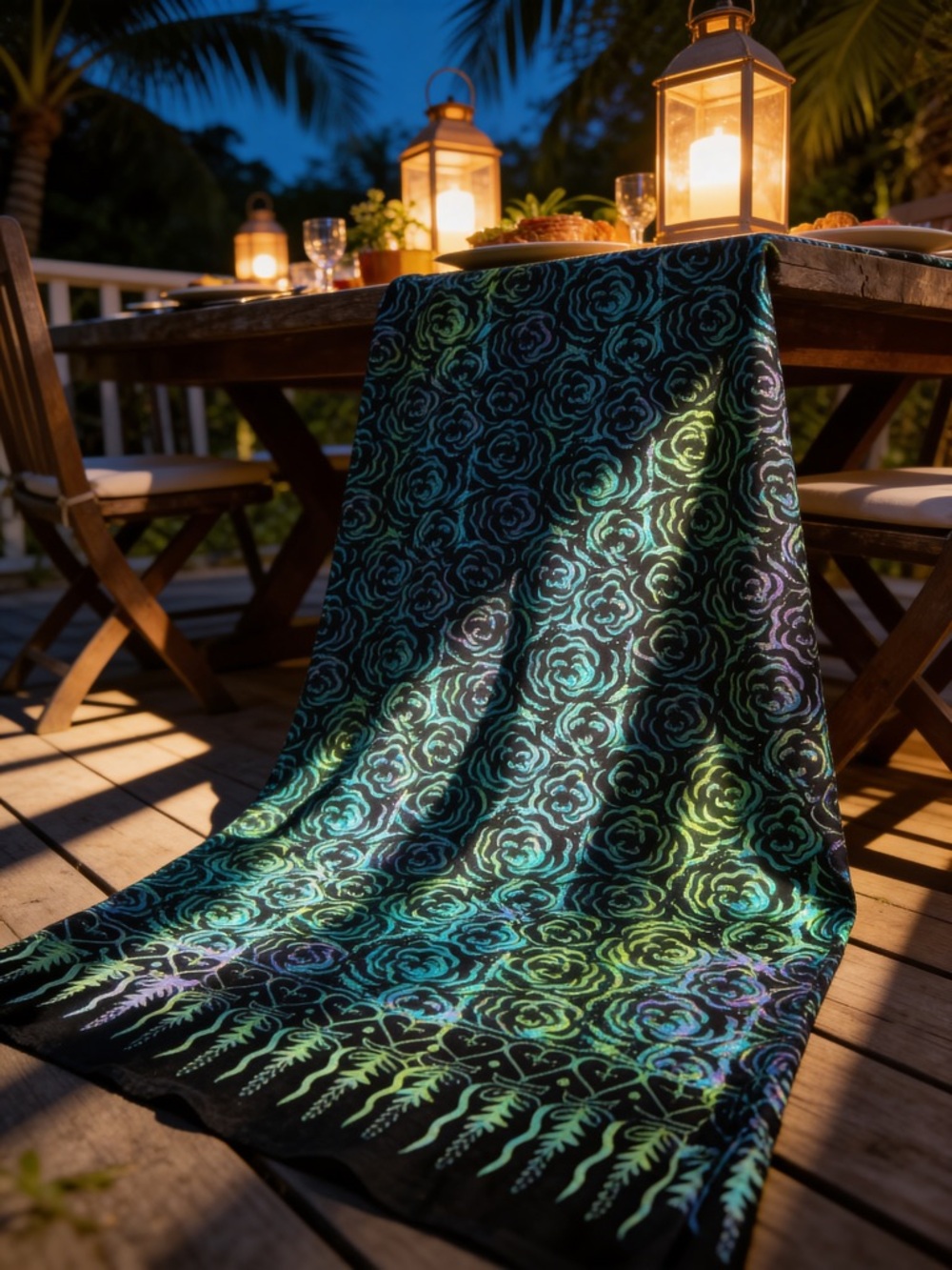 Light weight Floral Ombre Woven fabric  (beach wrap or table cloth or project)